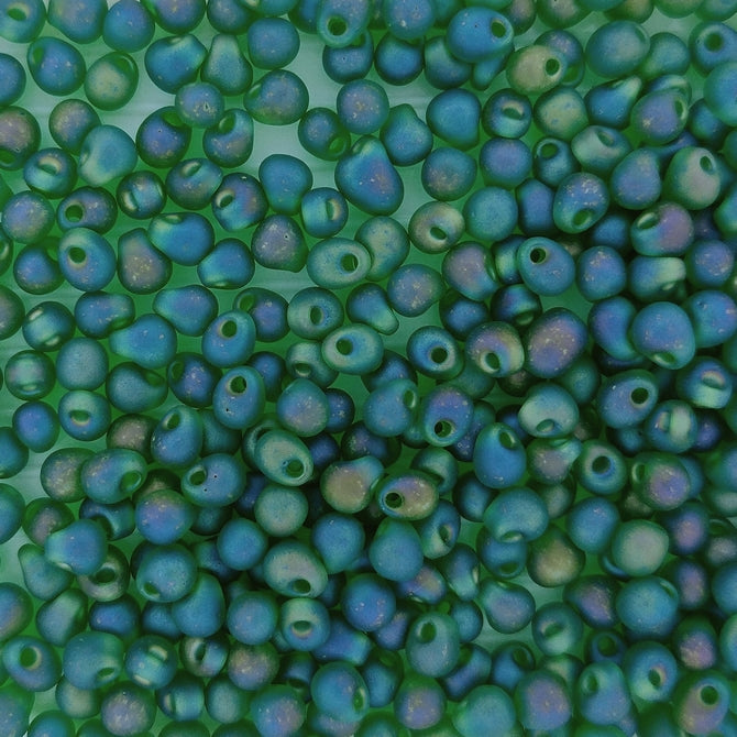 DPF146FR - 10g x 3.4mm Miyuki drops in Matt Transparent Green AB