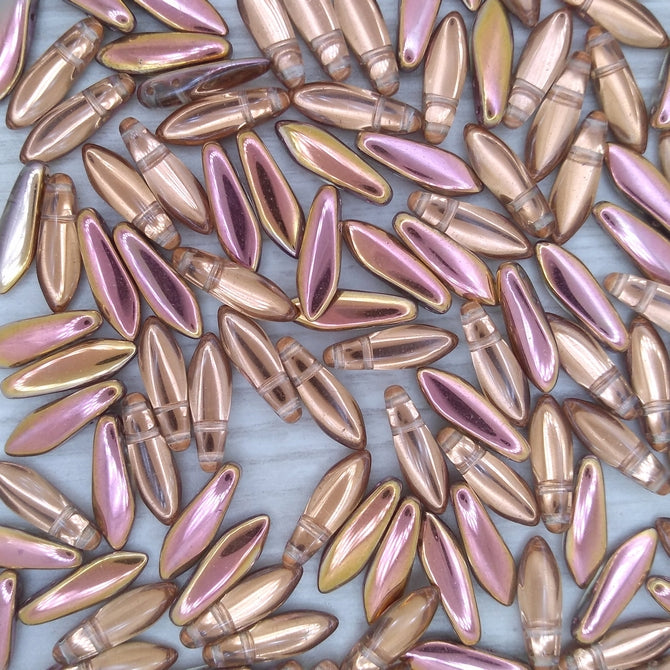 10 x two hole daggers in Crystal Capri Rose (5x16mm)