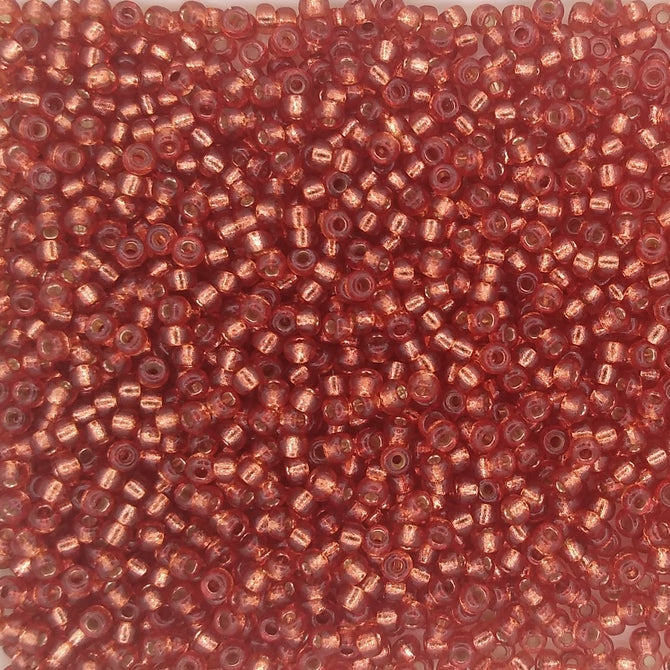 4265 - 10g Size 11/0 Miyuki seed beads in Duracoat Silver lined Light Watermelon