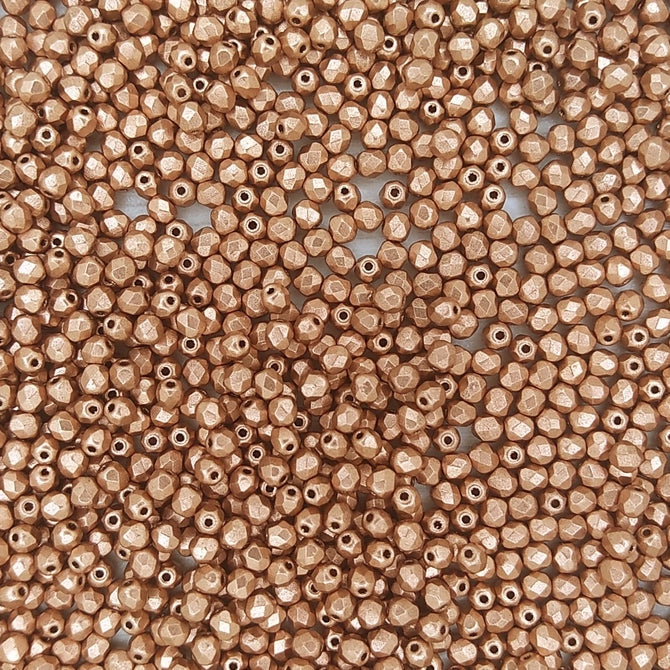 50 x 3mm faceted beads in Vintage Copper