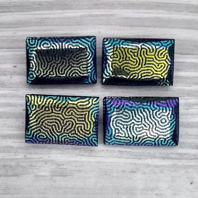 18x12mm rectangular cabochon in Black with Small Fingerprint design