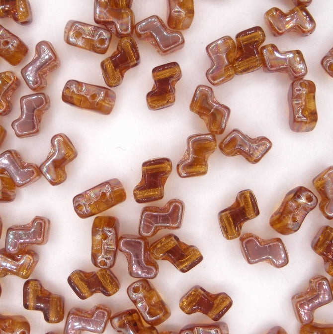 25 x Z beads in Medium Topaz/Dark Apricot Lustre