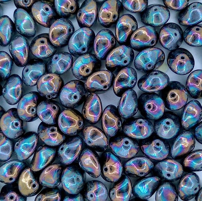 10 x UFO beads in Black Iris