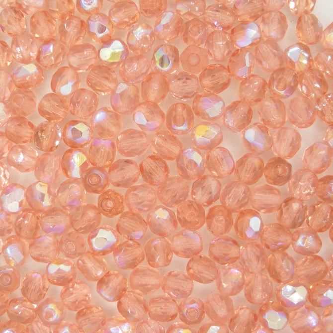 50 x 5mm faceted beads in Rose Pink AB