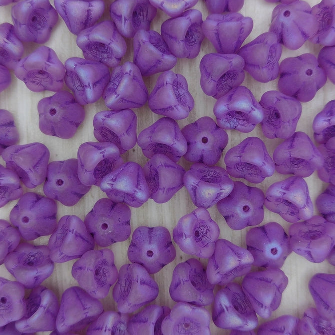 15 x Bell Flower in Matt Pink Lilac Full AB (8x6mm)
