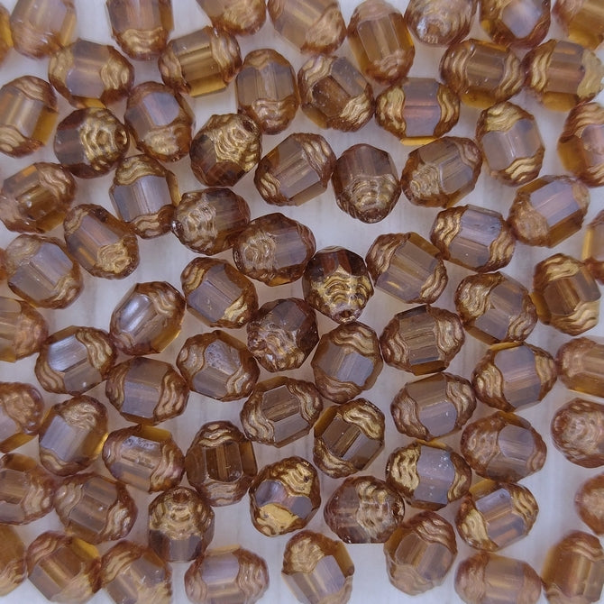 10 x faceted Prop in Smoked Topaz/Bronze (8x6mm)
