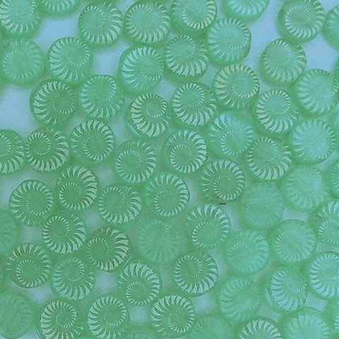 25 x 7mm disc bead in Green with Laser etched Shell