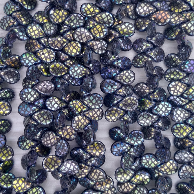 45 x pip beads in Black with laser etched Crocodile