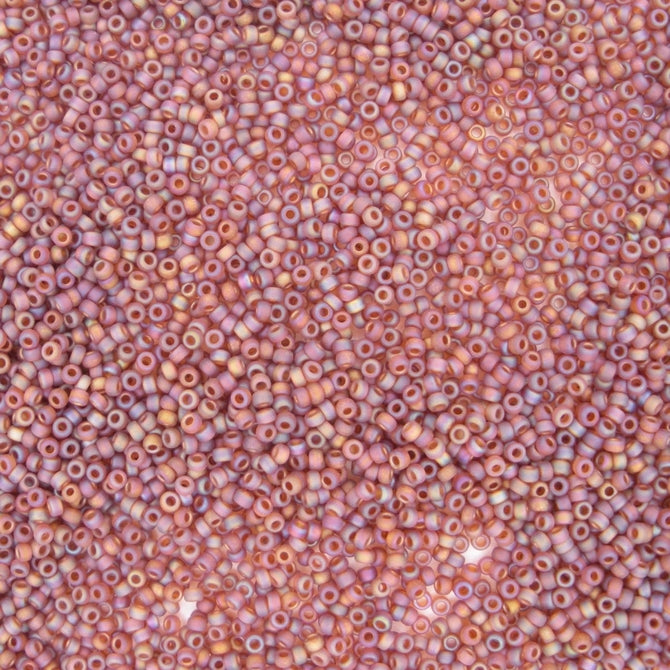 0134FR - 5g Size 15/0 Miyuki seed beads in Matt Dark Topaz AB