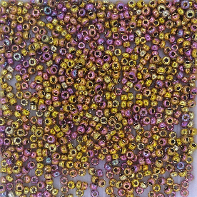 1985 - 2g Size 11/0 Miyuki seed beads in 24kt Pink Gold Iris