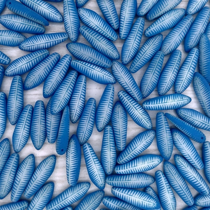 10 x daggers in Neon Electric Blue with laser etched Feather design (5x16mm)