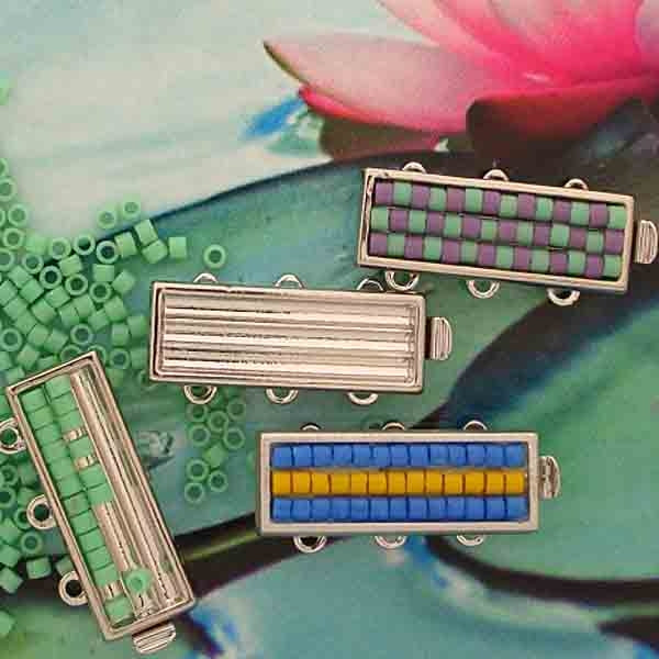 Claspgarten Silver clasp with 3 rows for use with Delicas 14843 - 20x7mm