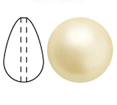 Nacre pearl pear drop in Vanilla (15x8mm)