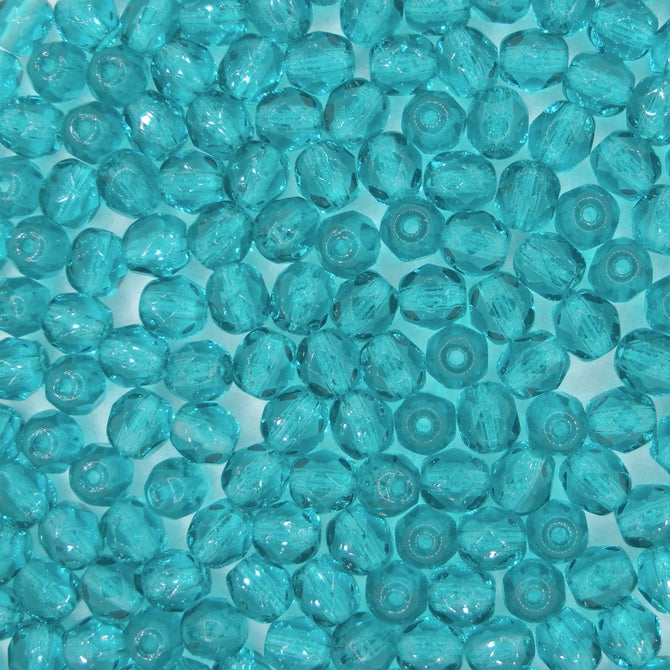 50 x 5mm faceted beads in Blue Zircon