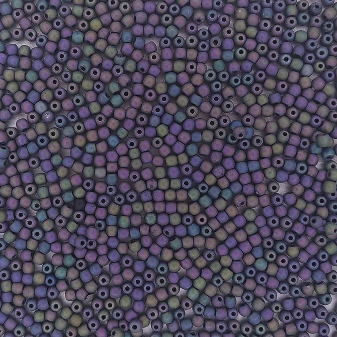100 x 2mm round beads in Matt Purple Iris