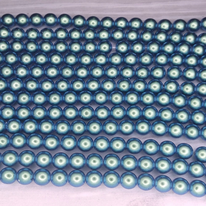 25 x 6mm round pearls in Moonstone Blue