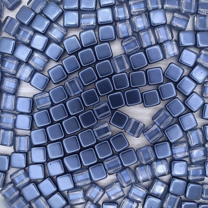 20 x 6mm Czech tiles in Montana Blue