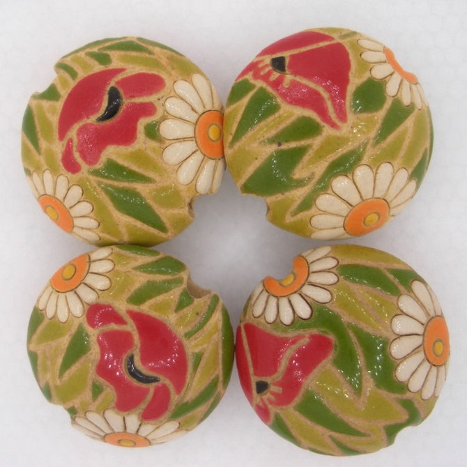 CLB-082-A-M lentil bead in Poppy Meadow from Golem Studio