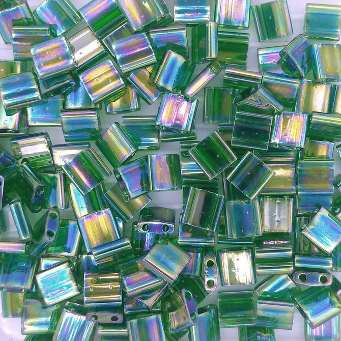 TL0179 - 5g Tila beads in Transparent Green AB