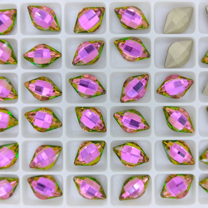 14x9mm Lemon Fancy Stone in Crystal Vitrail Rose (Aurora)