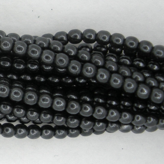 50 x 2mm round pearls in Dark Grey