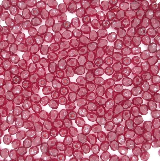 50 x 3mm faceted beads in Ruby Red