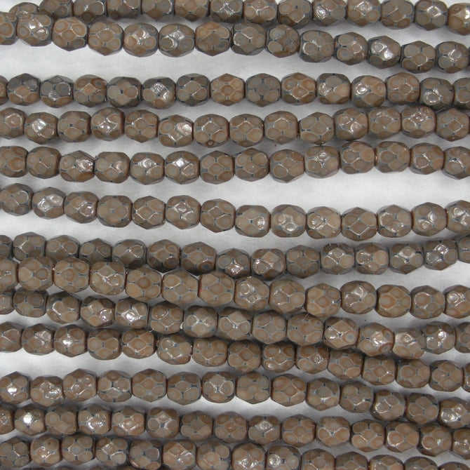 38 x 4mm snake skin beads in Mushroom