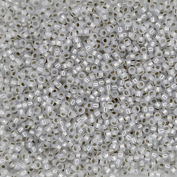 0551 - 25g Size 15/0 Miyuki seed beads in Gilt lined White Opal
