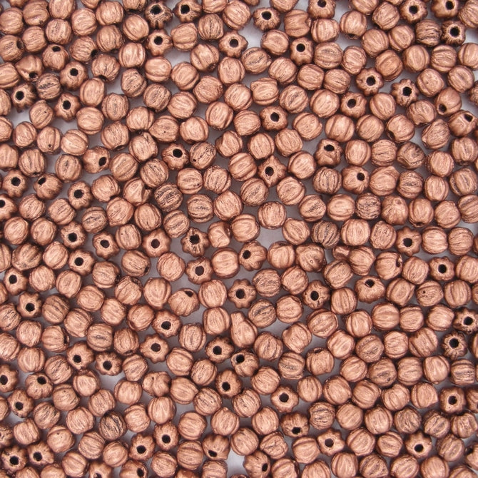 50 x 3mm melon beads in Matte Metallic Bronze Copper