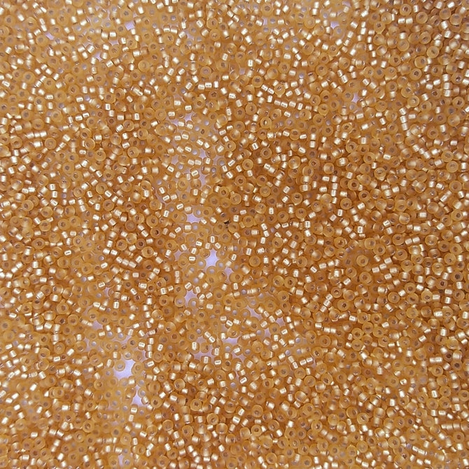0004F - 5g Size 15/0 Miyuki seed beads in Matt Silver lined Dark Gold