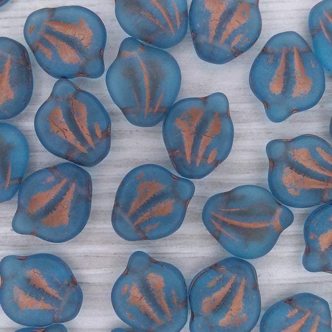 10 x Peony petals in Matt Aqua and Copper (15x12mm)