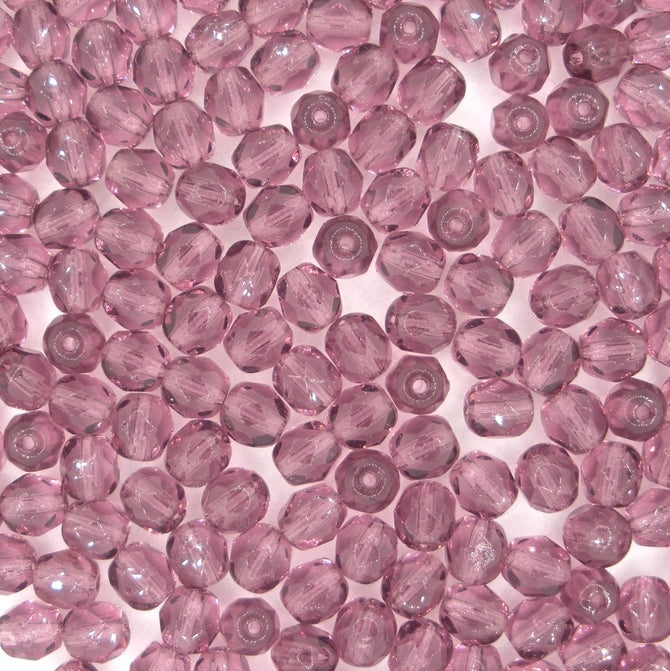 50 x 5mm faceted beads in Amethyst