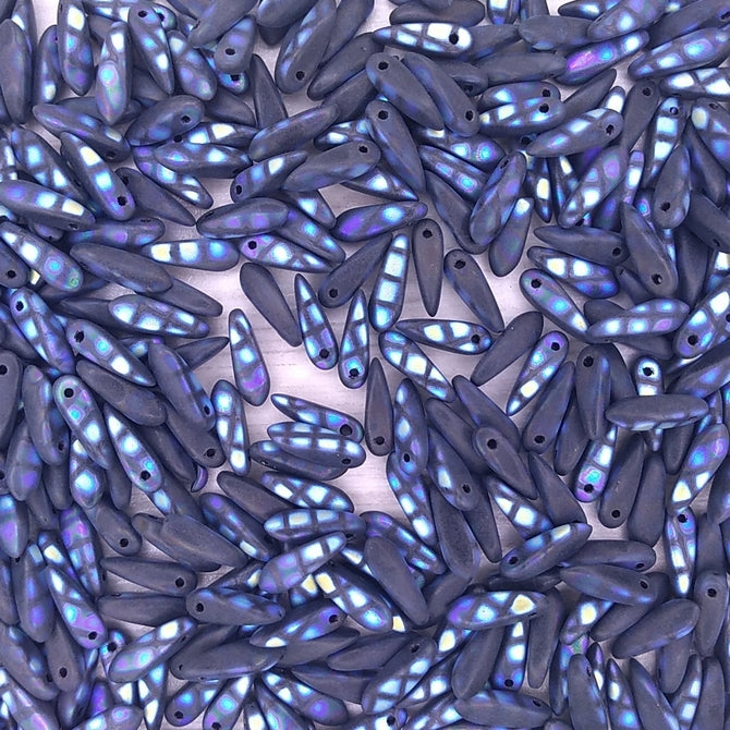 25 x mini daggers in Matt Black with Peacock Spots (3x11mm)