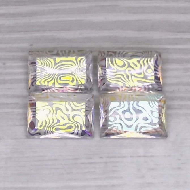 18x12mm rectangular cabochon in Crystal with Contours design