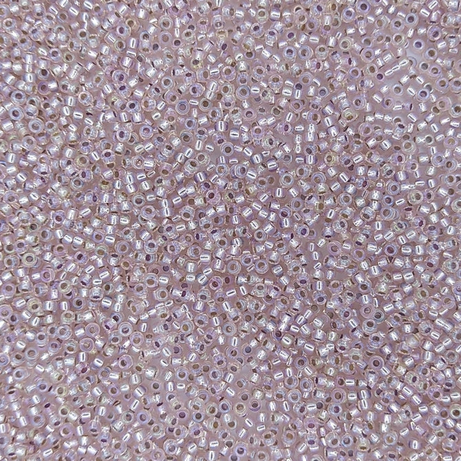 1023 - 10g Size 11/0 Miyuki seed beads in Silver lined Light Blush AB