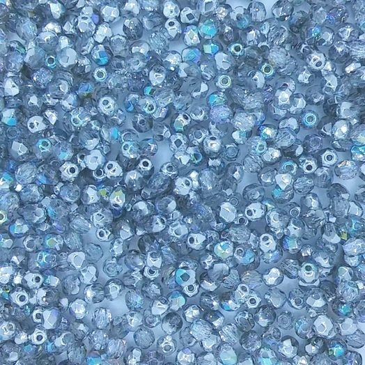 50 x 3mm faceted beads in Silver Rainbow