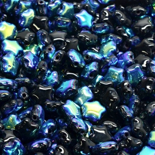 25 x 6mm stars in Black AB