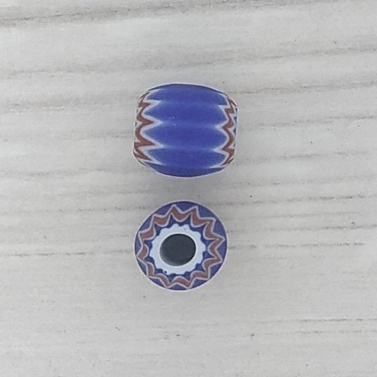 7mm Venetian chevron bead in Blue with 6 layers (1940s)