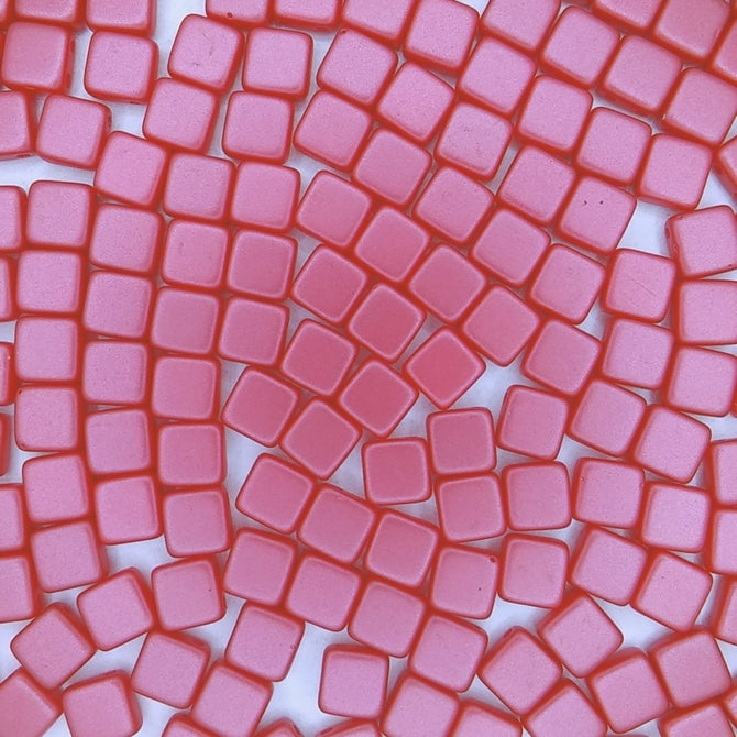 20 x 6mm Czech tiles in Pastal Dark Rose