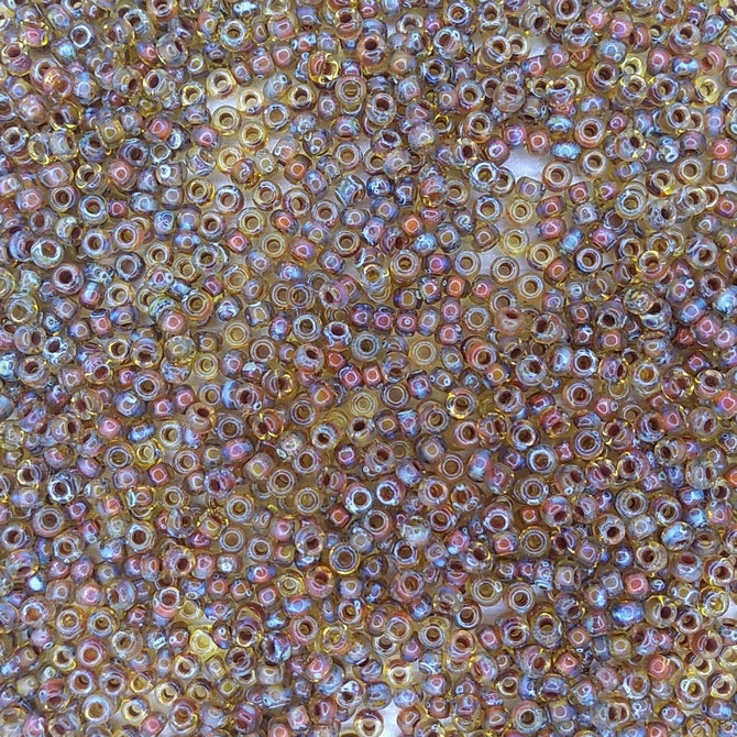 4501 - 10g Size 8/0 Miyuki seed beads in Transparent Light Topaz Picasso
