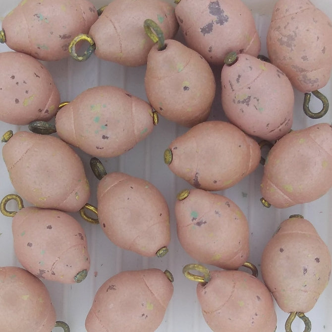 Pair of 12x9mm Peach beads with headpins (vintage)