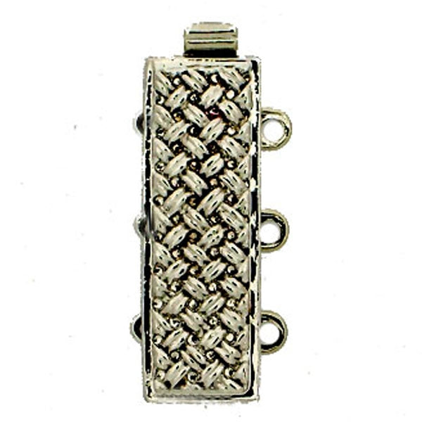 Claspgarten Platinium Basket Weave clasp with 3 rows 13519 - 21x7mm