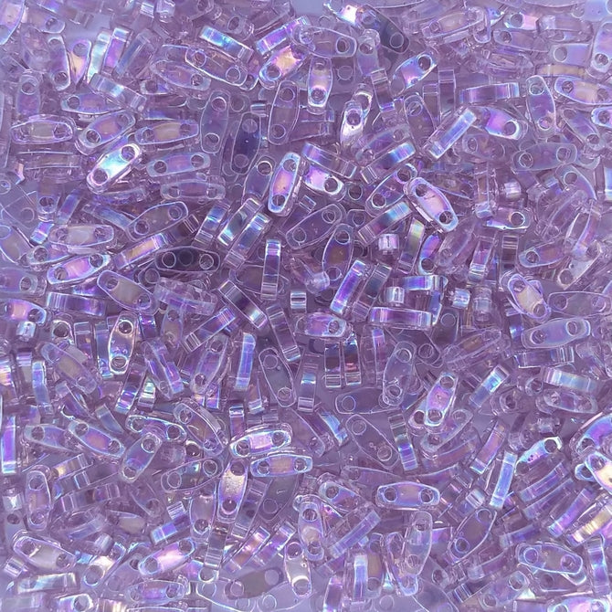 QTL0256 - 5g Quarter Tila beads in Transparent Smoky Amethyst AB