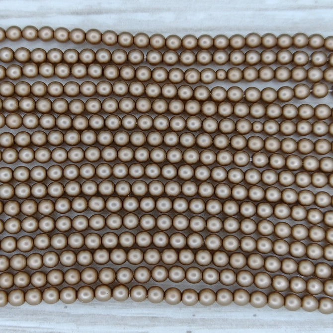 150 x 3mm round pearls in Taupe Satin