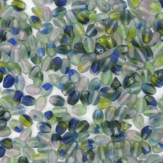50 x pinch beads in Matt Green/Blue (3x5mm)