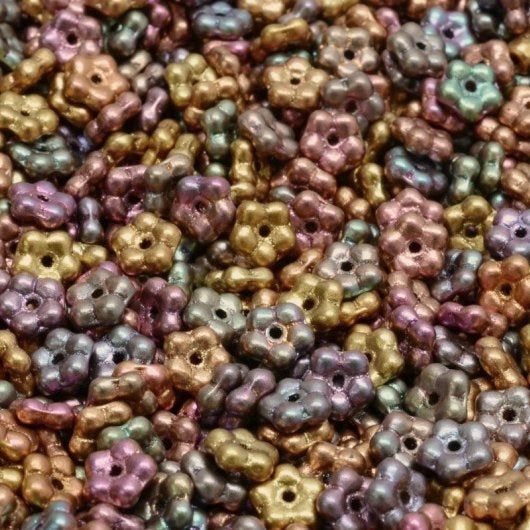 25 x 5mm Forget me Not flowers in Purple Iris Gold