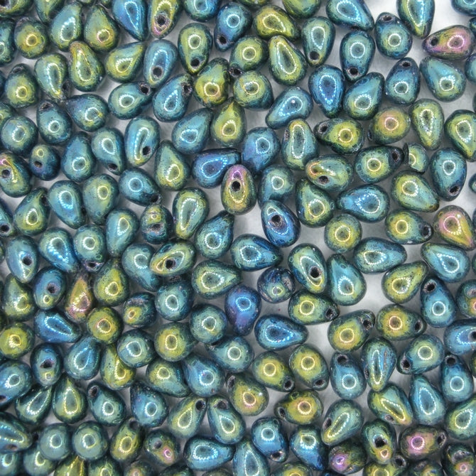 50 x drops in Green Iris (6x4mm)