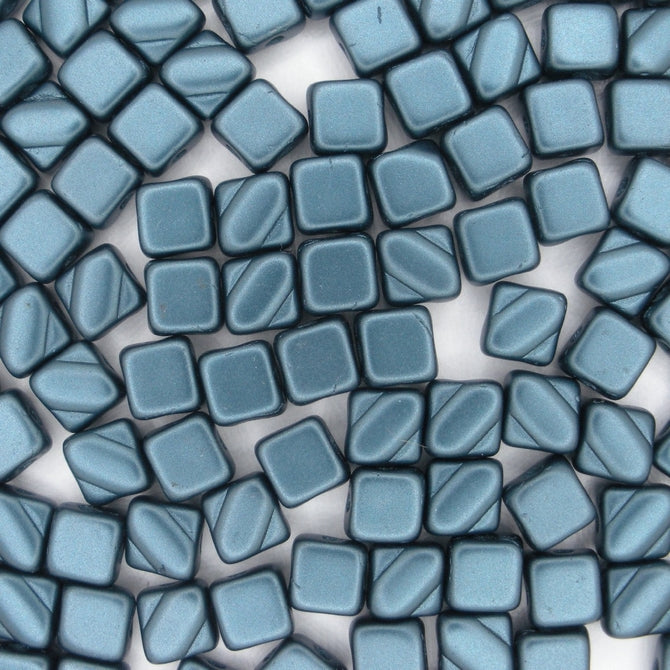 25 x 6mm Silky beads in Pastel Petrol