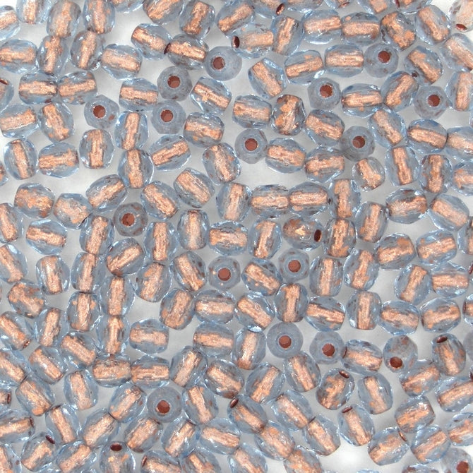 50 x 3mm faceted beads in Copper lined Light Sapphire