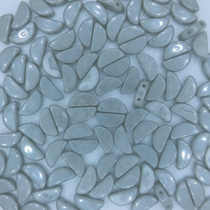 10 x Semi Circle beads in Grey Lustre